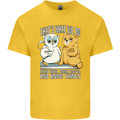 An Owl & Cat Book Reading Bibliophile Mens Cotton T-Shirt Tee Top Yellow