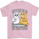 An Owl & Cat Book Reading Bibliophile Mens T-Shirt 100% Cotton Light Pink