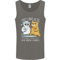 An Owl & Cat Book Reading Bibliophile Mens Vest Tank Top Charcoal