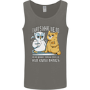 An Owl & Cat Book Reading Bibliophile Mens Vest Tank Top Charcoal