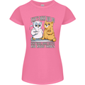 An Owl & Cat Book Reading Bibliophile Womens Petite Cut T-Shirt Azalea