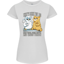 An Owl & Cat Book Reading Bibliophile Womens Petite Cut T-Shirt White