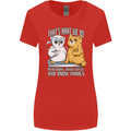 An Owl & Cat Book Reading Bibliophile Womens Wider Cut T-Shirt Red