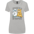 An Owl & Cat Book Reading Bibliophile Womens Wider Cut T-Shirt Sports Grey