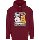 An Owl & Cat Book Reading Bookworm Childrens Kids Hoodie Maroon