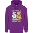 An Owl & Cat Book Reading Bookworm Childrens Kids Hoodie Purple