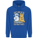 An Owl & Cat Book Reading Bookworm Childrens Kids Hoodie Royal Blue