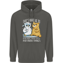 An Owl & Cat Book Reading Bookworm Childrens Kids Hoodie Storm Grey
