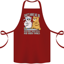 An Owl & Cat Book Reading Bookworm Cotton Apron 100% Organic Maroon