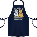 An Owl & Cat Book Reading Bookworm Cotton Apron 100% Organic Navy Blue