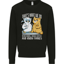 An Owl & Cat Book Reading Bookworm Kids Sweatshirt Jumper Black