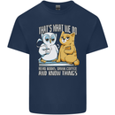 An Owl & Cat Book Reading Bookworm Kids T-Shirt Childrens Navy Blue