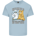 An Owl & Cat Book Reading Bookworm Mens Cotton T-Shirt Tee Top Light Blue