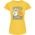 An Owl & Cat Book Reading Bookworm Womens Petite Cut T-Shirt Yellow