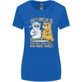 An Owl & Cat Book Reading Bookworm Womens Wider Cut T-Shirt Royal Blue