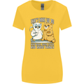 An Owl & Cat Book Reading Bookworm Womens Wider Cut T-Shirt Yellow