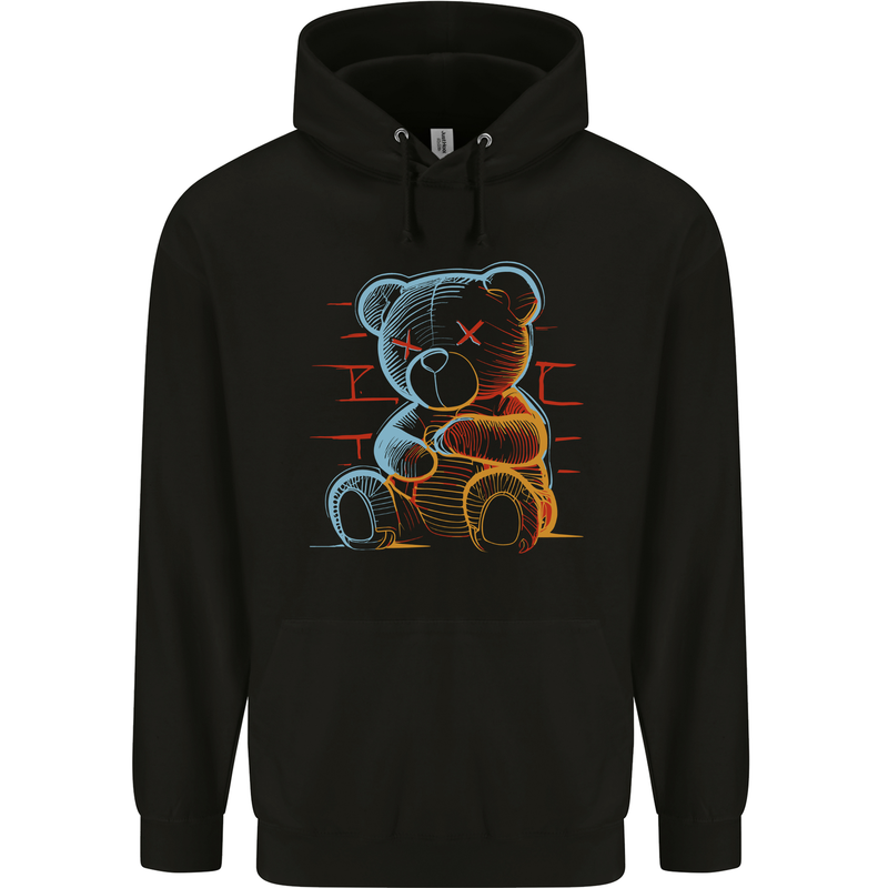 An Urban Teddy Bear Childrens Kids Hoodie Black