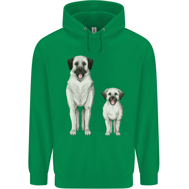 Anatolian Shepherd Dog and Puppy Childrens Kids Hoodie Irish Green