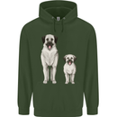 Anatolian Shepherd Dog and Puppy Mens 80% Cotton Hoodie Forest Green