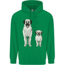 Anatolian Shepherd Dog and Puppy Mens 80% Cotton Hoodie Irish Green