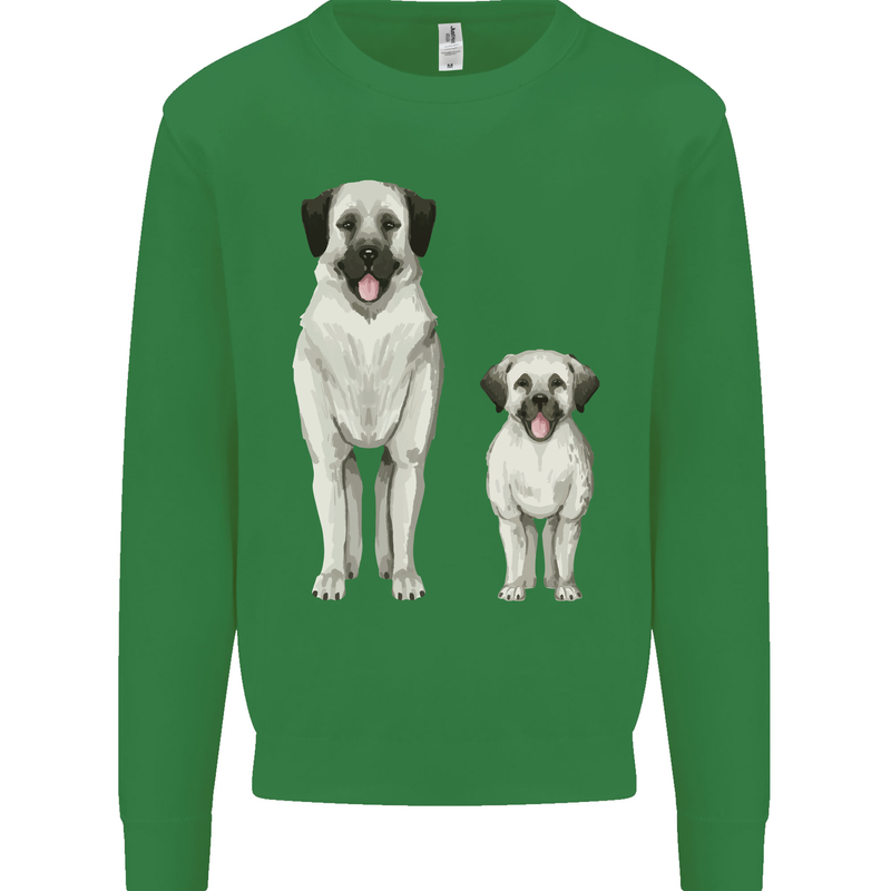 Anatolian Shepherd Dog and Puppy Mens Sweatshirt Jumper Irish Green