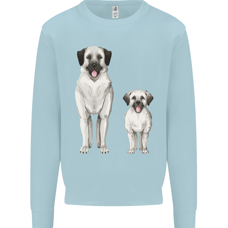 Anatolian Shepherd Dog and Puppy Mens Sweatshirt Jumper Light Blue