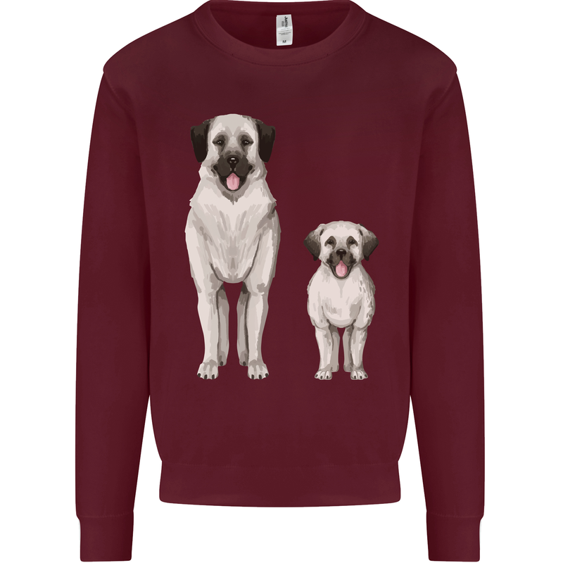 Anatolian Shepherd Dog and Puppy Mens Sweatshirt Jumper Maroon
