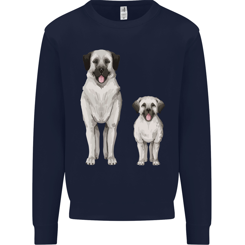 Anatolian Shepherd Dog and Puppy Mens Sweatshirt Jumper Navy Blue