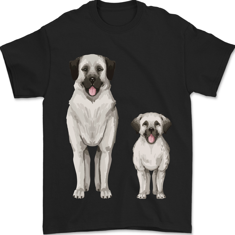 Anatolian Shepherd Dog and Puppy Mens T-Shirt 100% Cotton Black