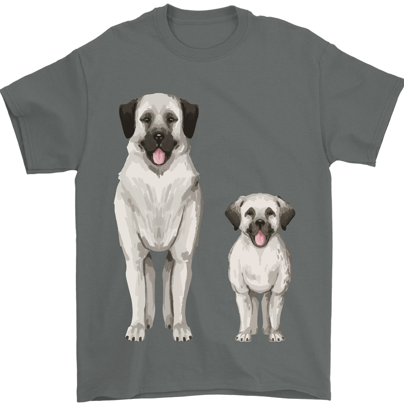 Anatolian Shepherd Dog and Puppy Mens T-Shirt 100% Cotton Charcoal