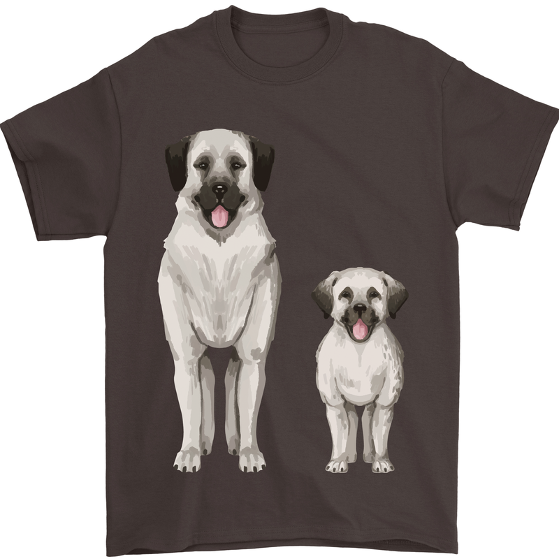 Anatolian Shepherd Dog and Puppy Mens T-Shirt 100% Cotton Dark Chocolate