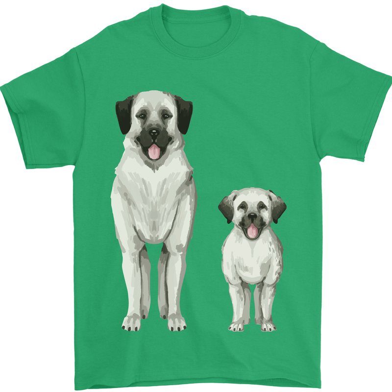 Anatolian Shepherd Dog and Puppy Mens T-Shirt 100% Cotton Irish Green