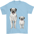 Anatolian Shepherd Dog and Puppy Mens T-Shirt 100% Cotton Light Blue
