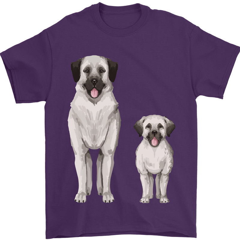 Anatolian Shepherd Dog and Puppy Mens T-Shirt 100% Cotton Purple