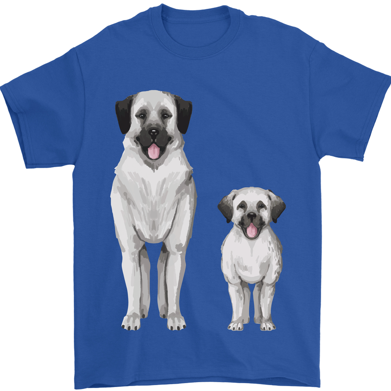 Anatolian Shepherd Dog and Puppy Mens T-Shirt 100% Cotton Royal Blue