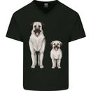 Anatolian Shepherd Dog and Puppy Mens V-Neck Cotton T-Shirt Black