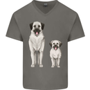 Anatolian Shepherd Dog and Puppy Mens V-Neck Cotton T-Shirt Charcoal
