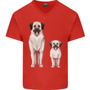 Anatolian Shepherd Dog and Puppy Mens V-Neck Cotton T-Shirt Red