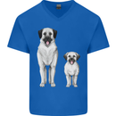 Anatolian Shepherd Dog and Puppy Mens V-Neck Cotton T-Shirt Royal Blue