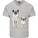 Anatolian Shepherd Dog and Puppy Mens V-Neck Cotton T-Shirt Sports Grey