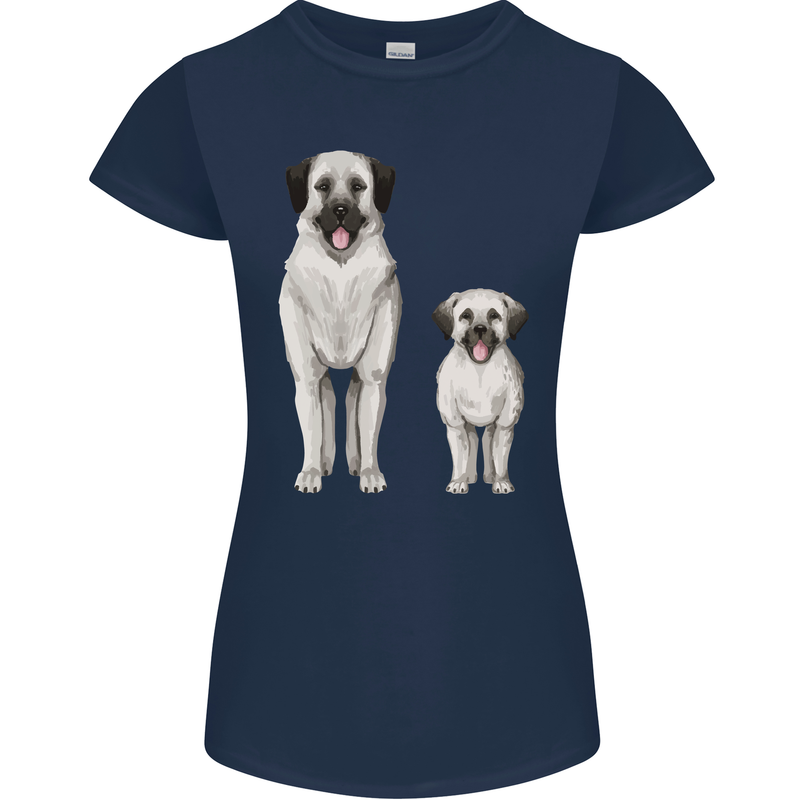 Anatolian Shepherd Dog and Puppy Womens Petite Cut T-Shirt Navy Blue