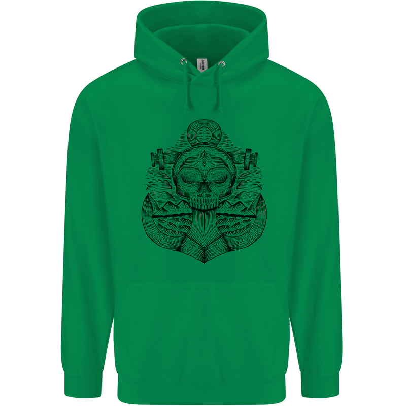 Anchor Skull Sailor Sailing Captain Pirate Ship Childrens Kids Hoodie Irish Green