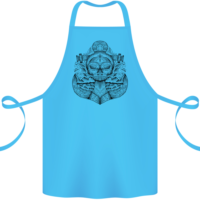 Anchor Skull Sailor Sailing Captain Pirate Ship Cotton Apron 100% Organic Turquoise