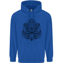 Anchor Skull Sailor Sailing Captain Pirate Ship Mens 80% Cotton Hoodie Royal Blue