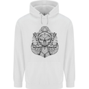 Anchor Skull Sailor Sailing Captain Pirate Ship Mens 80% Cotton Hoodie White
