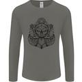 Anchor Skull Sailor Sailing Captain Pirate Ship Mens Long Sleeve T-Shirt Charcoal
