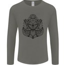 Anchor Skull Sailor Sailing Captain Pirate Ship Mens Long Sleeve T-Shirt Charcoal