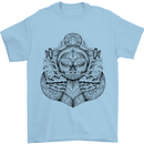 Anchor Skull Sailor Sailing Captain Pirate Ship Mens T-Shirt 100% Cotton Light Blue