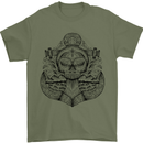 Anchor Skull Sailor Sailing Captain Pirate Ship Mens T-Shirt 100% Cotton Military Green