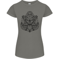 Anchor Skull Sailor Sailing Captain Pirate Ship Womens Petite Cut T-Shirt Charcoal